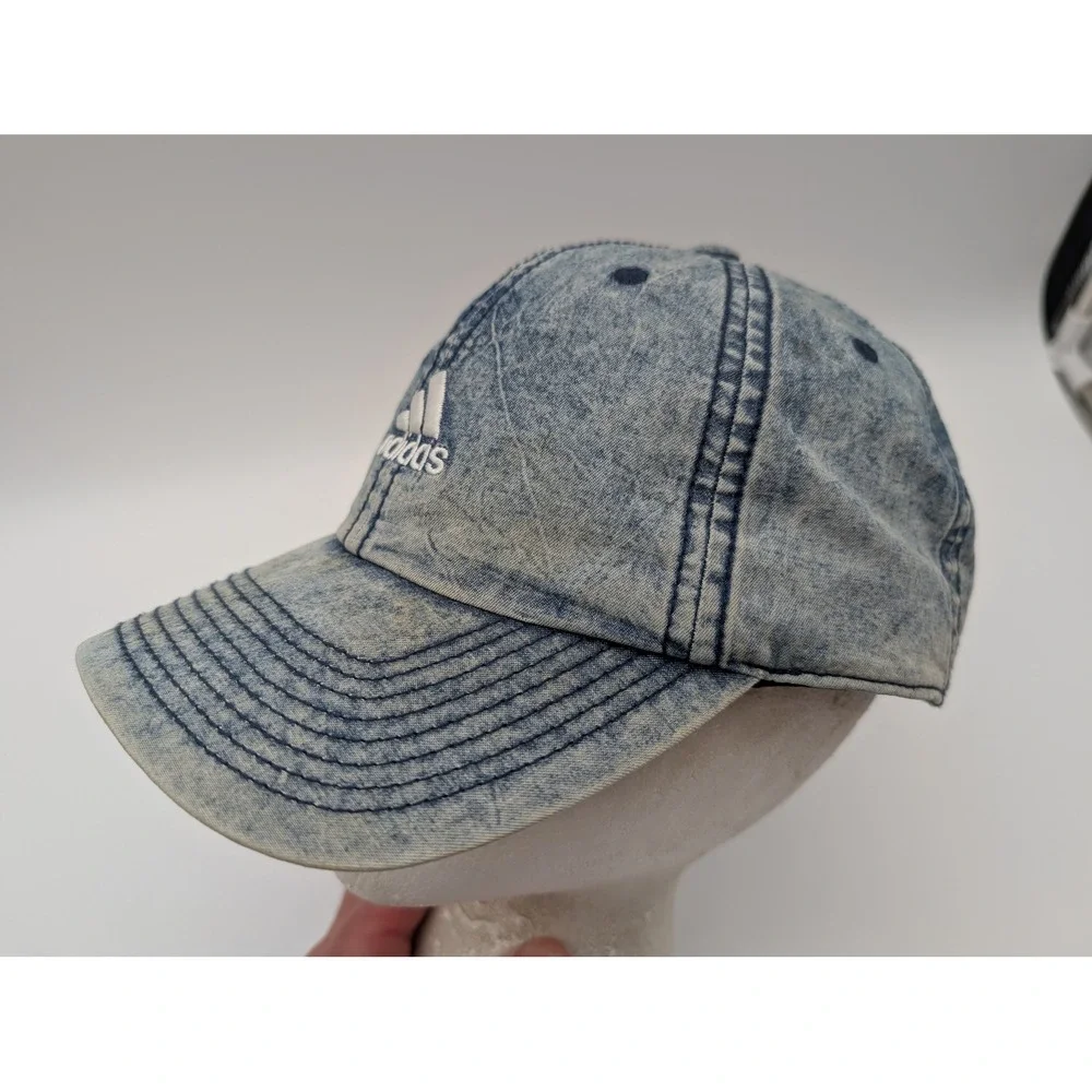 Adidas Climalite Acid Wash Denim Baseball Cap Blue Adjustable Strapback Hat